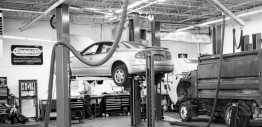 Black and white image of Hopkins Tire and Auto's Interior